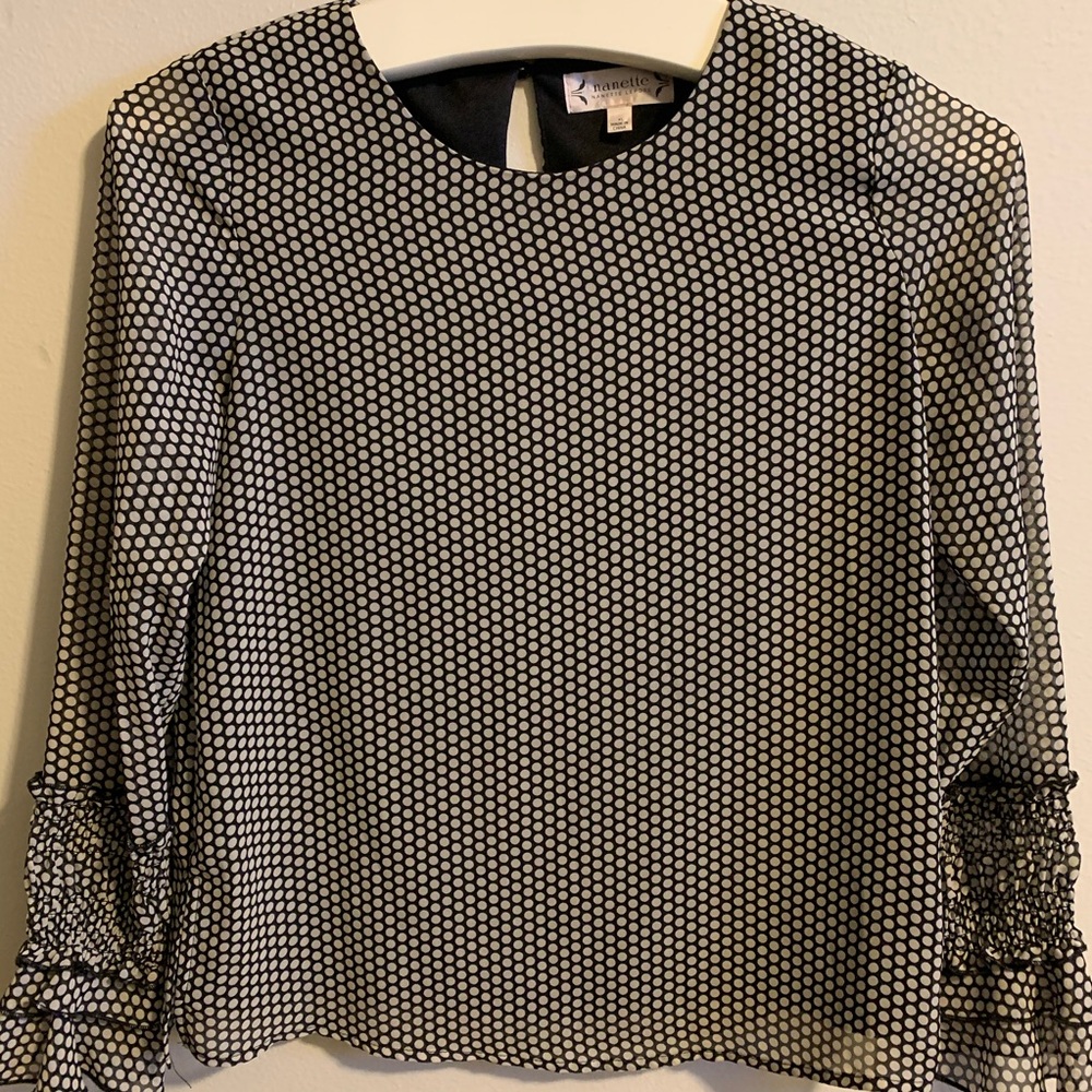 Polka dot long sleeve blouse light ruffle sleeve